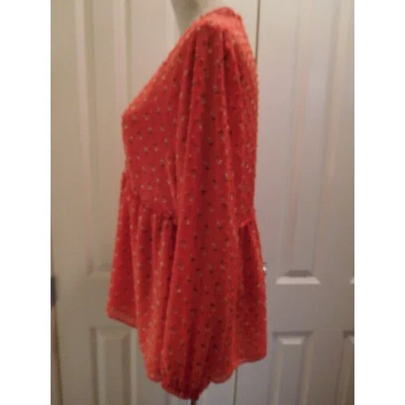 Darling MATILDA JANE "Must Be Love" Red Tufted Dot Crossover Blouse M - Picture 6 of 11